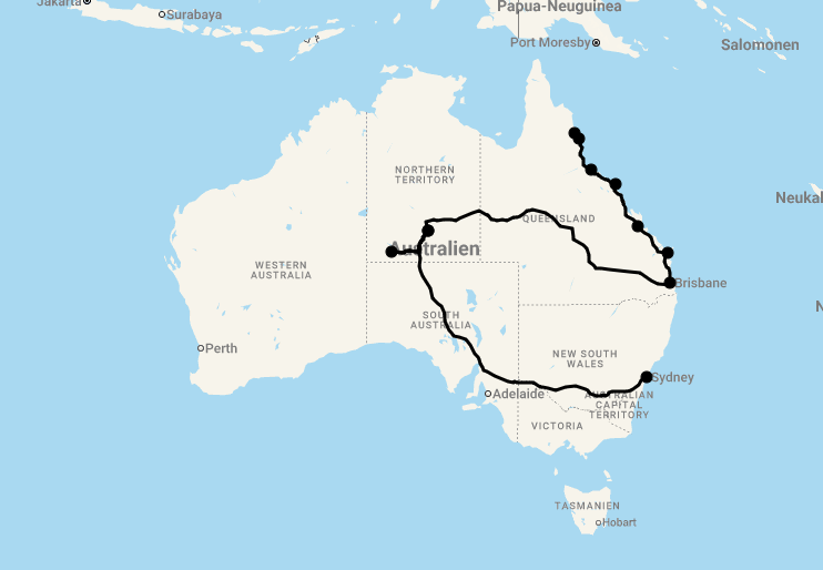 Karte 28 Tage Australia Unlimited - Der Klassiker mit Stopover Singapur