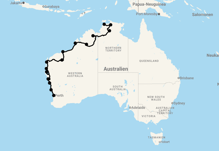 Karte 24 Tage Western Australia Deluxe