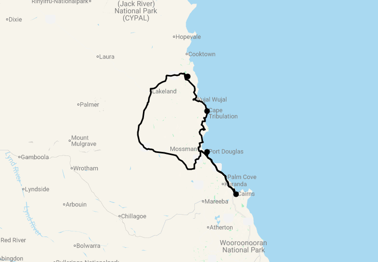Karte 8 Tage Best of Tropical North Queensland