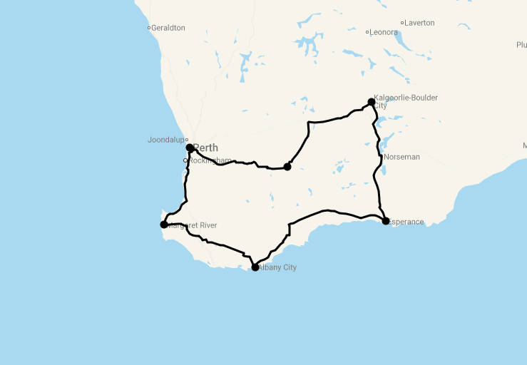 Karte 11 Tage Best of South Western Australia