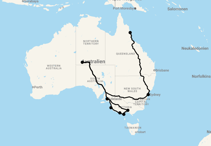 Karte Australiens Ikonen