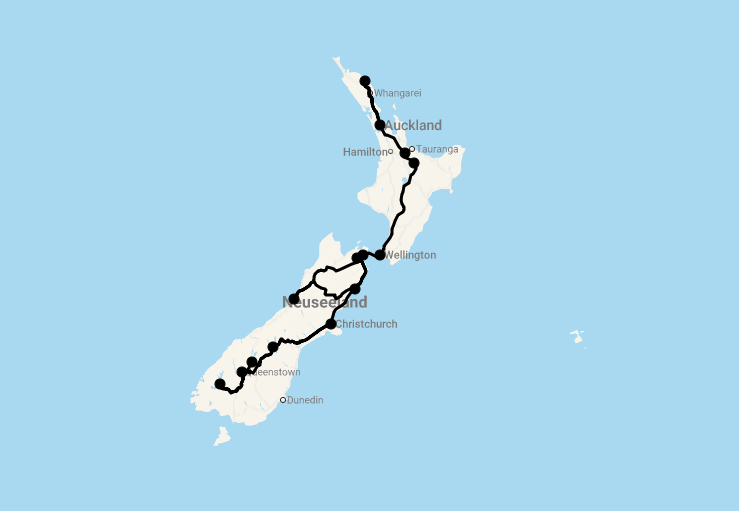 Karte 21 Tage Neuseeland: Lord of the Rings