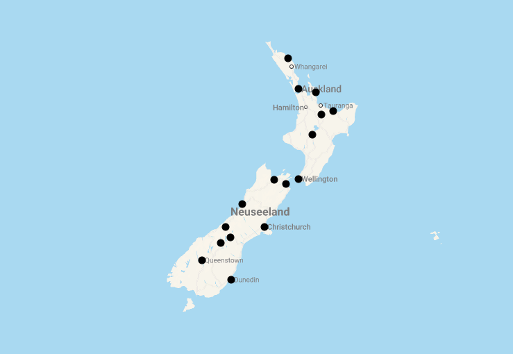 Karte 26 Tage Neuseeland bewusst erleben