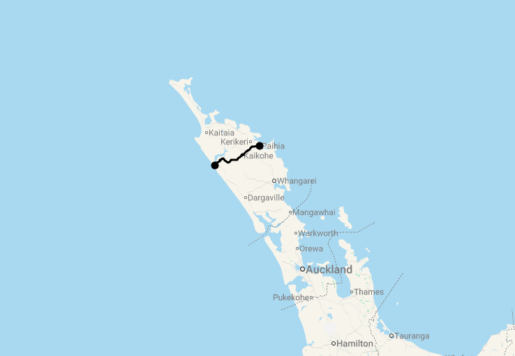 Karte 8 Tage Subtropical Northland Loop