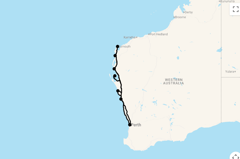 Karte 15 Tage Entlang der Coral Coast