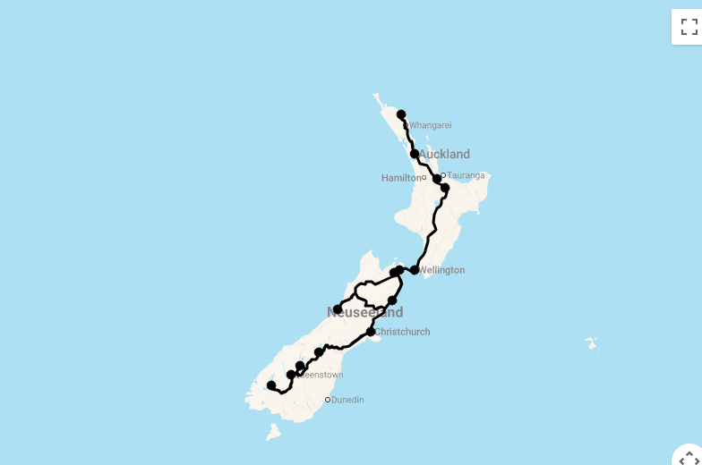 Karte 21 Tage Neuseeland: Lord of the Rings