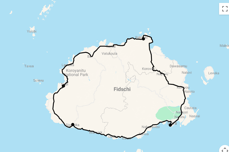 Karte 8 Tage Höhepunkte Fiji Viti Levu