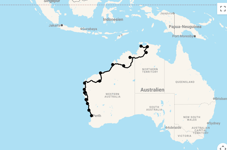 Karte 24 Tage Western Australia Deluxe