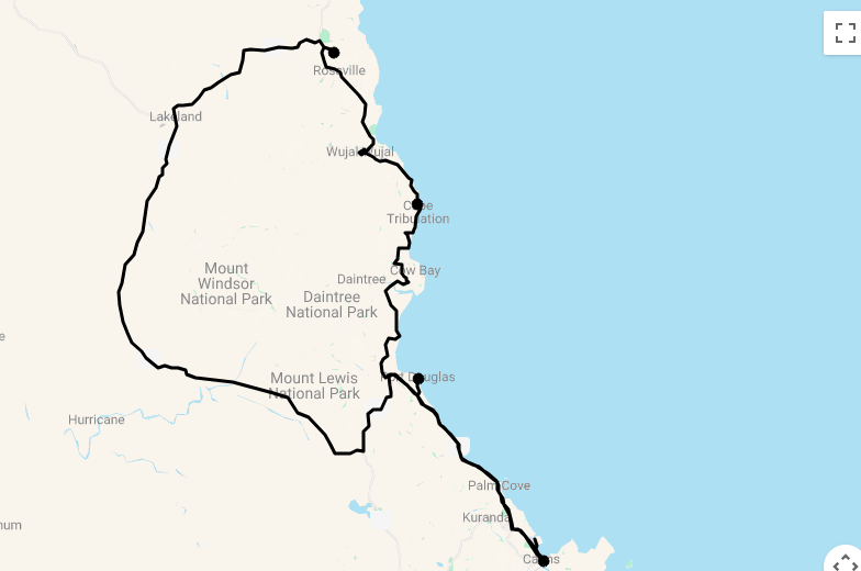 Karte 8 Tage Best of Tropical North Queensland