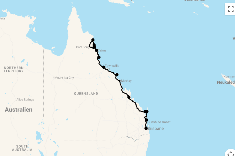Karte 19 Tage Queensland Explorer