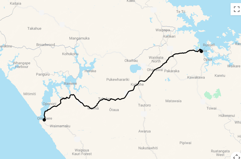 Karte 8 Tage Subtropical Northland Loop