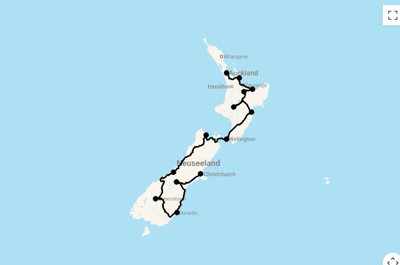 Karte 25 Tage Best of New Zealand