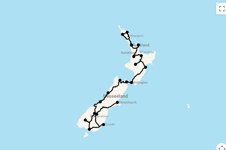 Karte 35 Tage Grand New Zealand